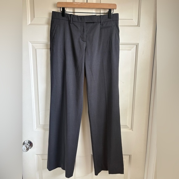 Prada Pants - Prada Women's Wide Leg high waisted charcoal grey trousers size 42/12US